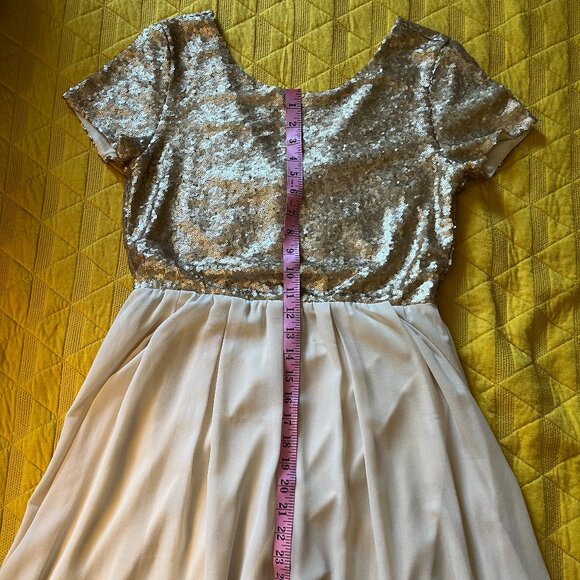 Forever 21 Gold Sequin Dress Size L - Picture 6 of 12